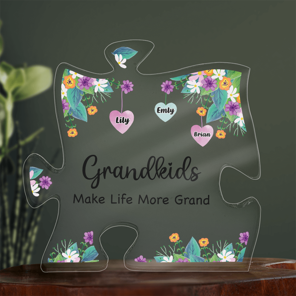 Grandkids Make Life More Grand Personalised Acrylic Puzzle Plaque