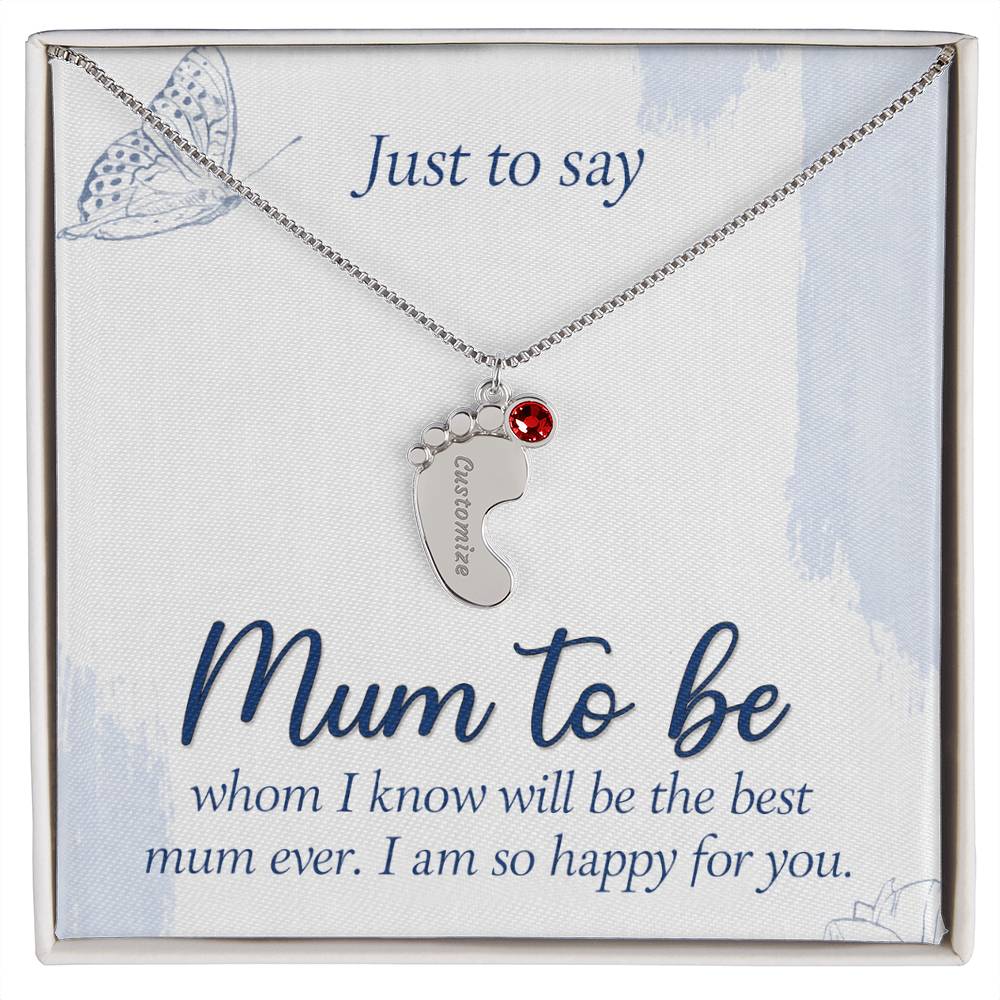 Just to Say Mum to Be Personalised Baby Feet Birthstone Necklace