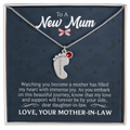 To a New Mum From Mother-in-Law Personalised Baby Feet Birthstone Necklace
