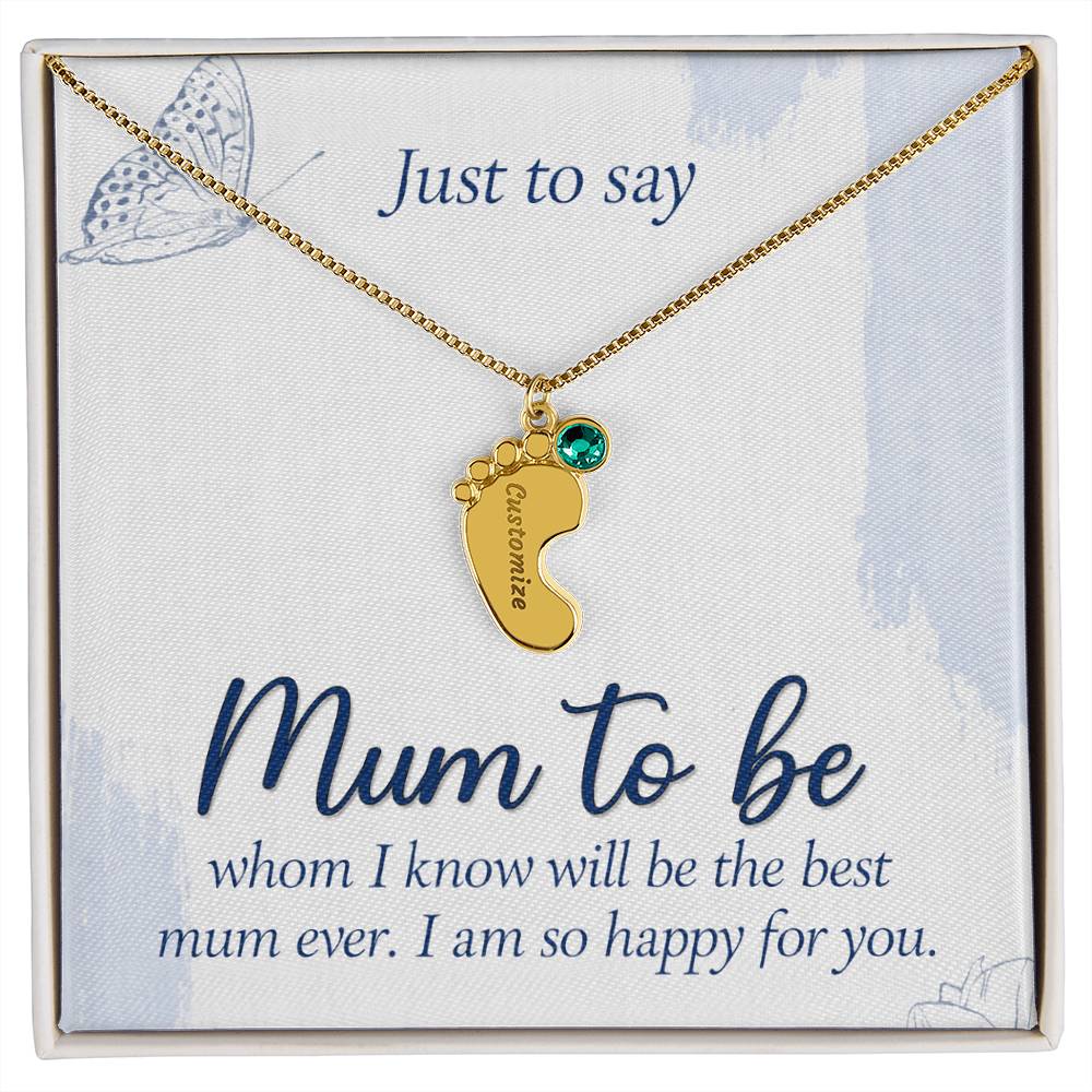 Just to Say Mum to Be Personalised Baby Feet Birthstone Necklace