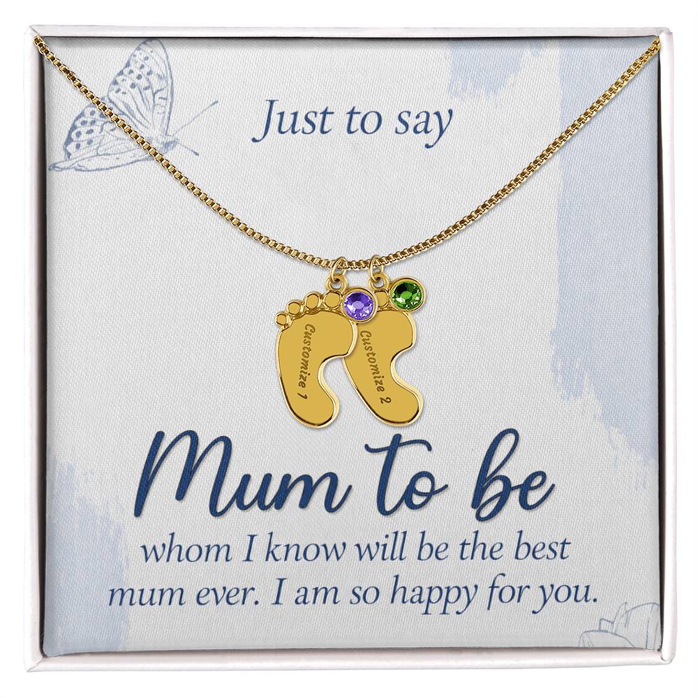 Just to Say Mum to Be Personalised Baby Feet Birthstone Necklace