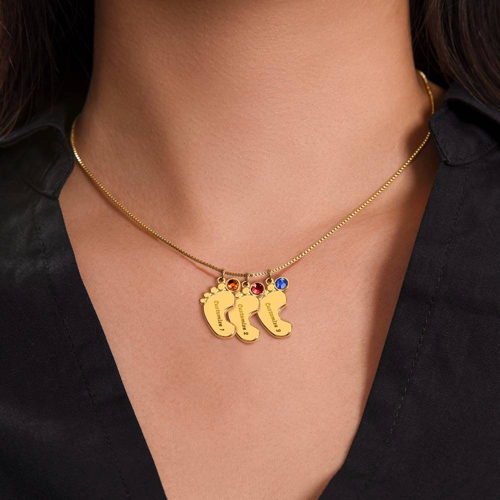 To My Daughter Wonderful Parent Personalised Baby Feet Birthstone Necklace
