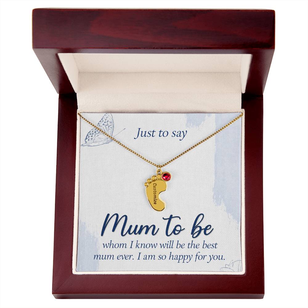 Just to Say Mum to Be Personalised Baby Feet Birthstone Necklace