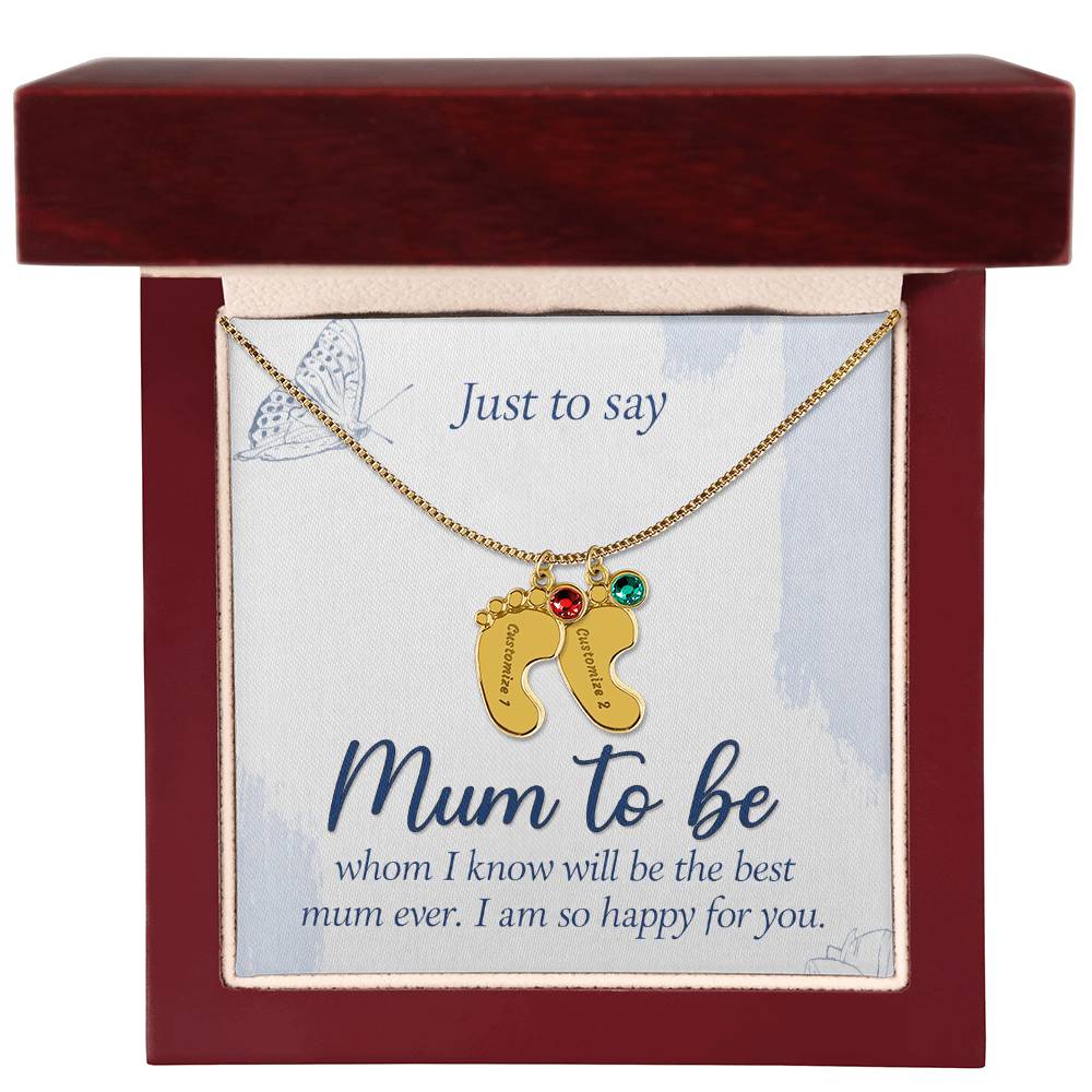 Just to Say Mum to Be Personalised Baby Feet Birthstone Necklace