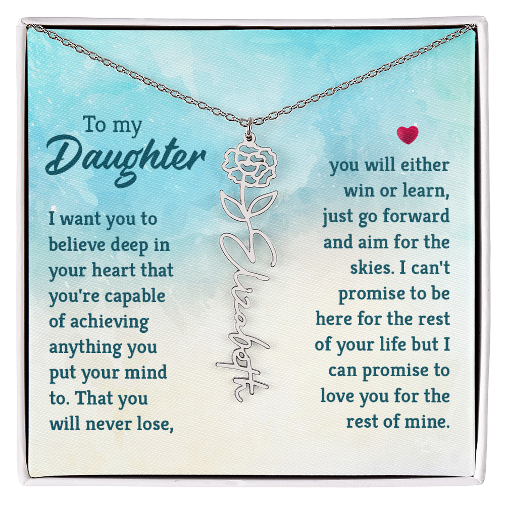 To My Daughter Aim for the Skies Flower Name Necklace