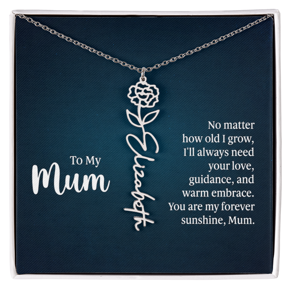 To My Mum Forever Sunshine Flower Name Necklace