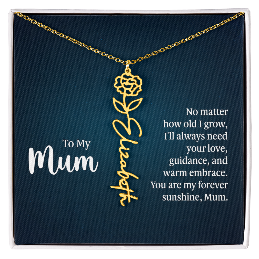 To My Mum Forever Sunshine Flower Name Necklace