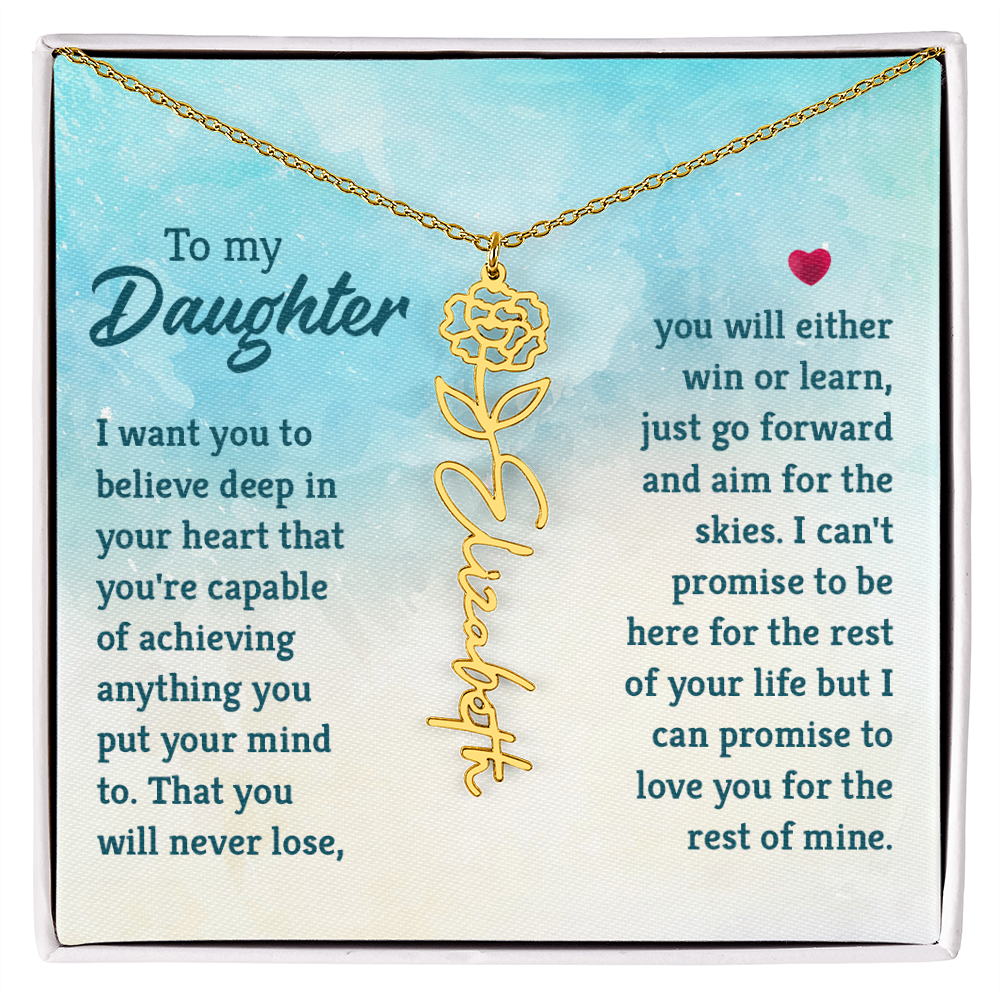 To My Daughter Aim for the Skies Flower Name Necklace