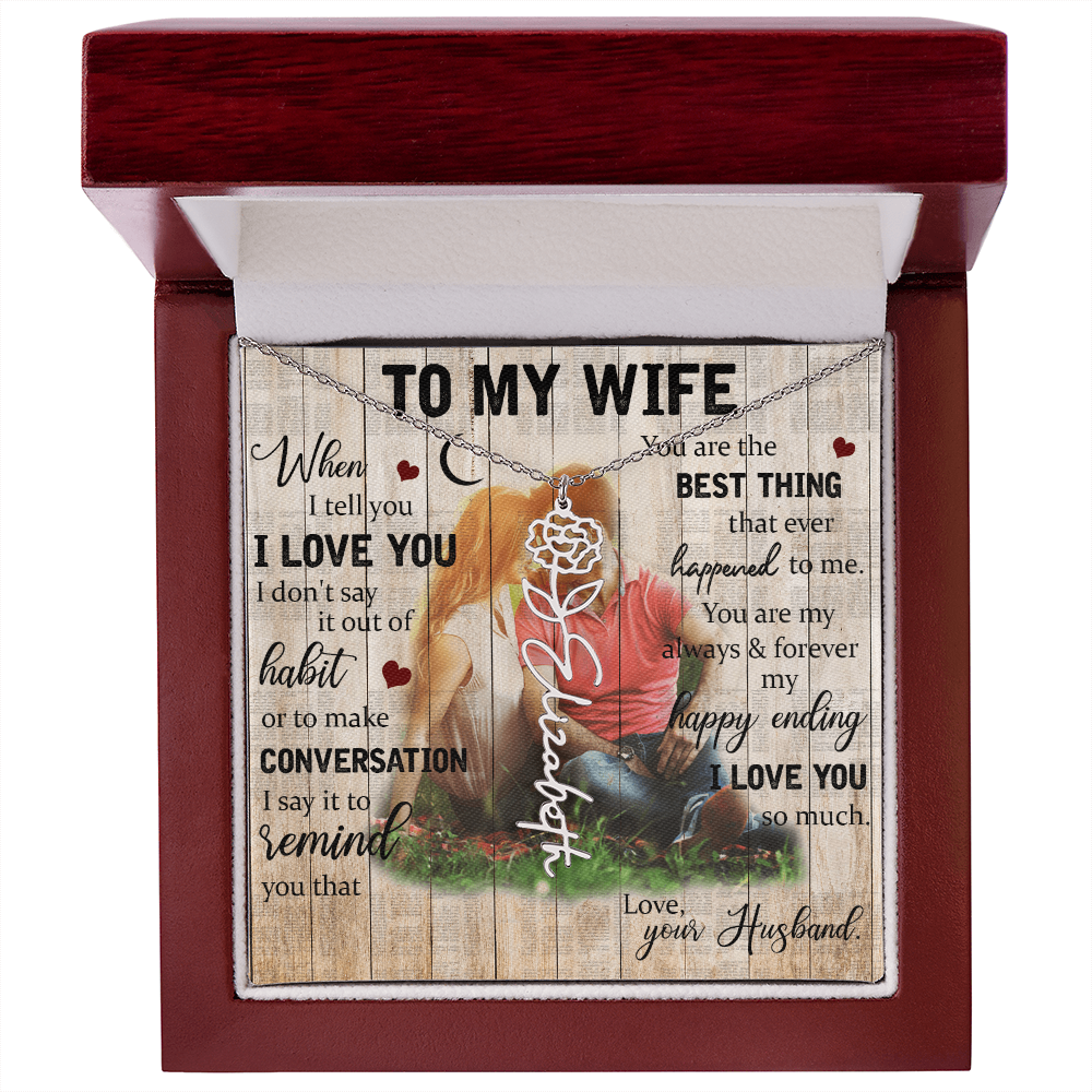 To My Wife Flower Name Necklace