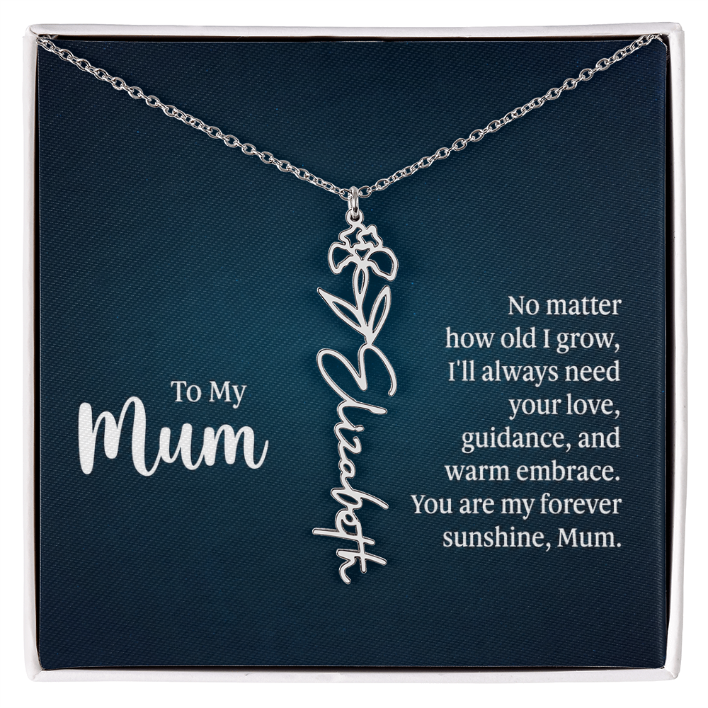 To My Mum Forever Sunshine Flower Name Necklace