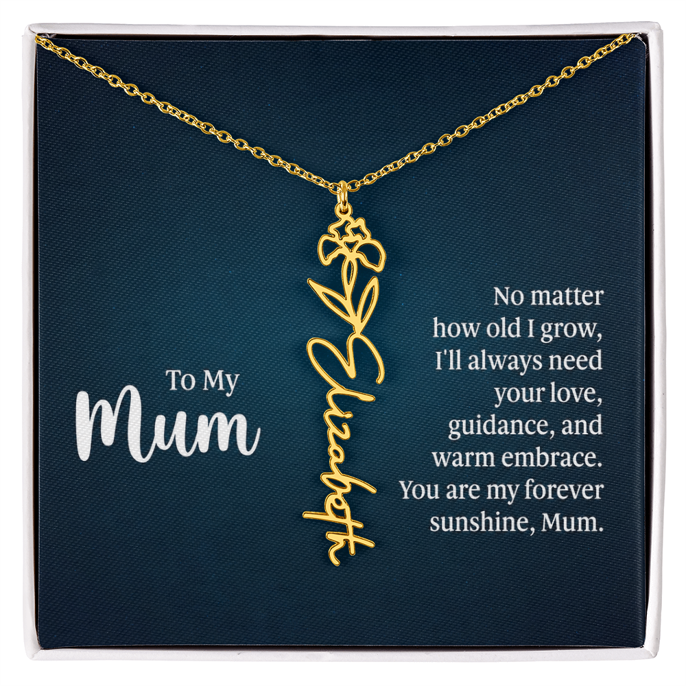 To My Mum Forever Sunshine Flower Name Necklace