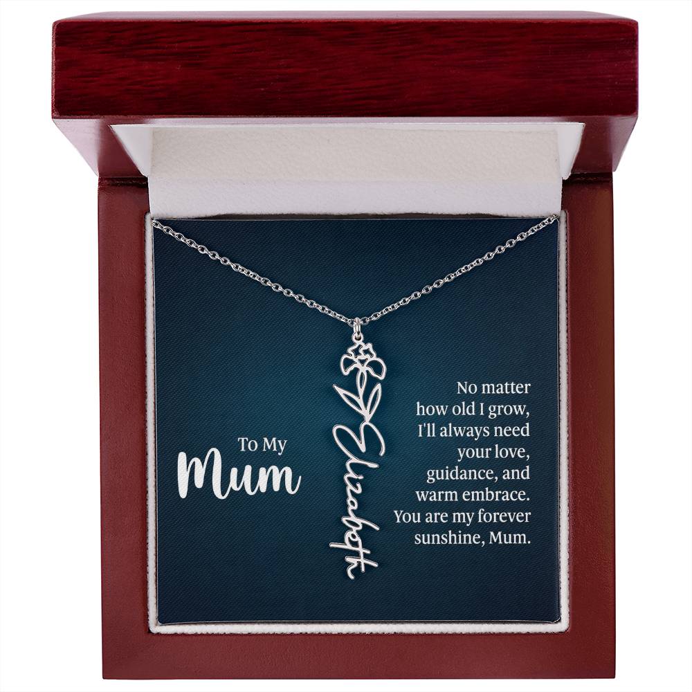 To My Mum Forever Sunshine Flower Name Necklace