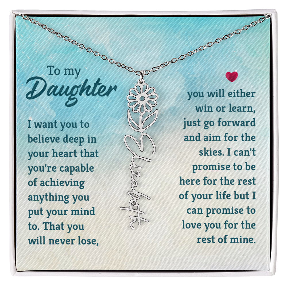 To My Daughter Aim for the Skies Flower Name Necklace