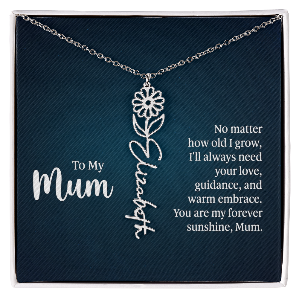 To My Mum Forever Sunshine Flower Name Necklace