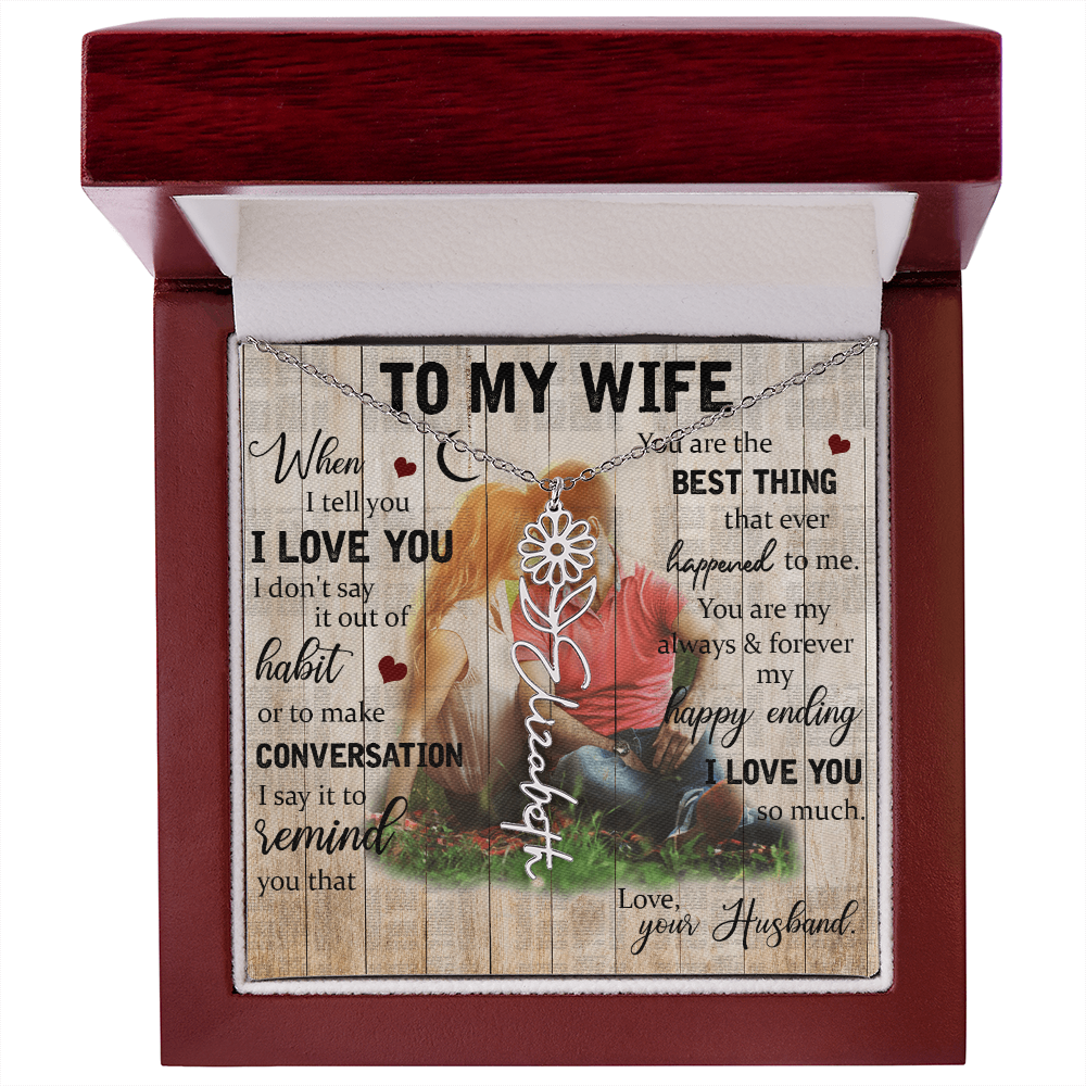 To My Wife Flower Name Necklace