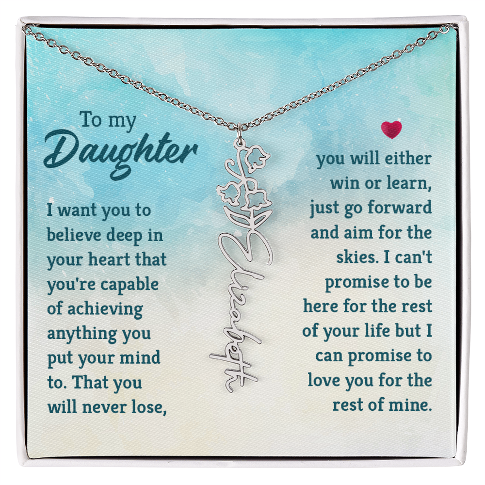 To My Daughter Aim for the Skies Flower Name Necklace