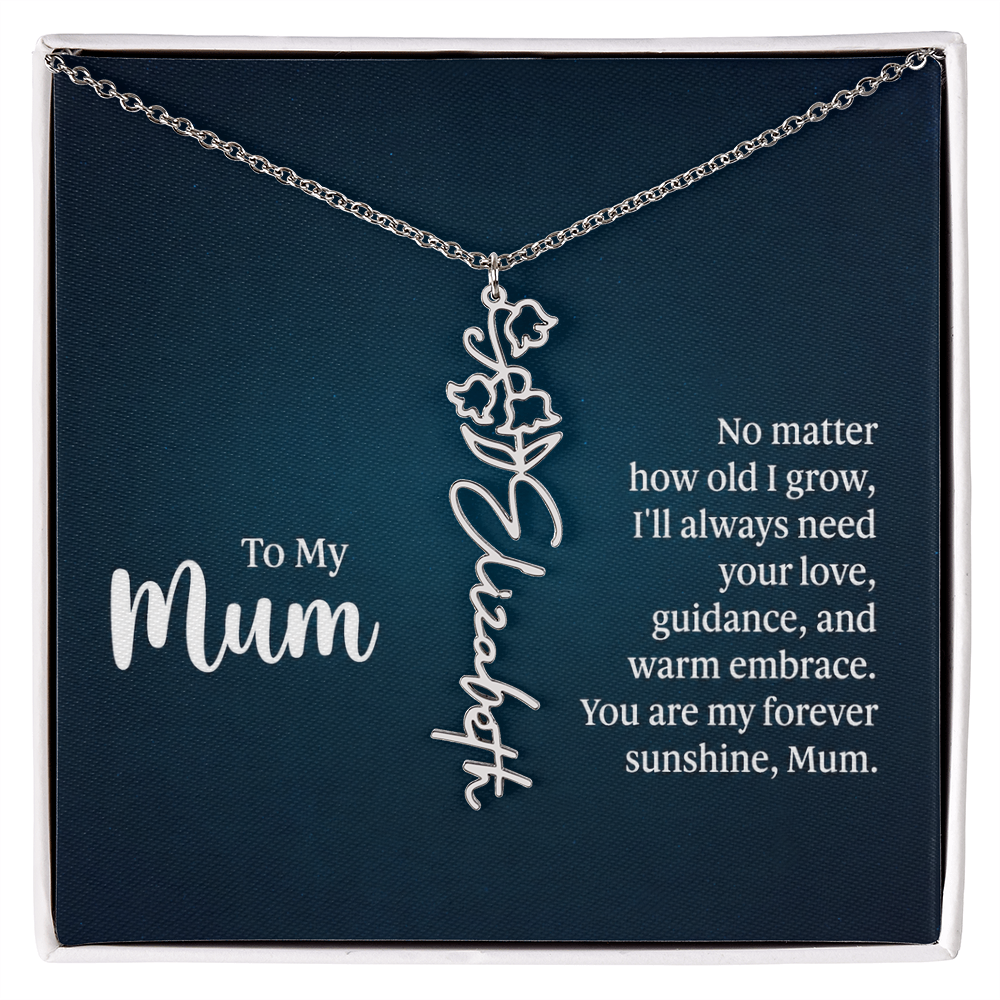 To My Mum Forever Sunshine Flower Name Necklace