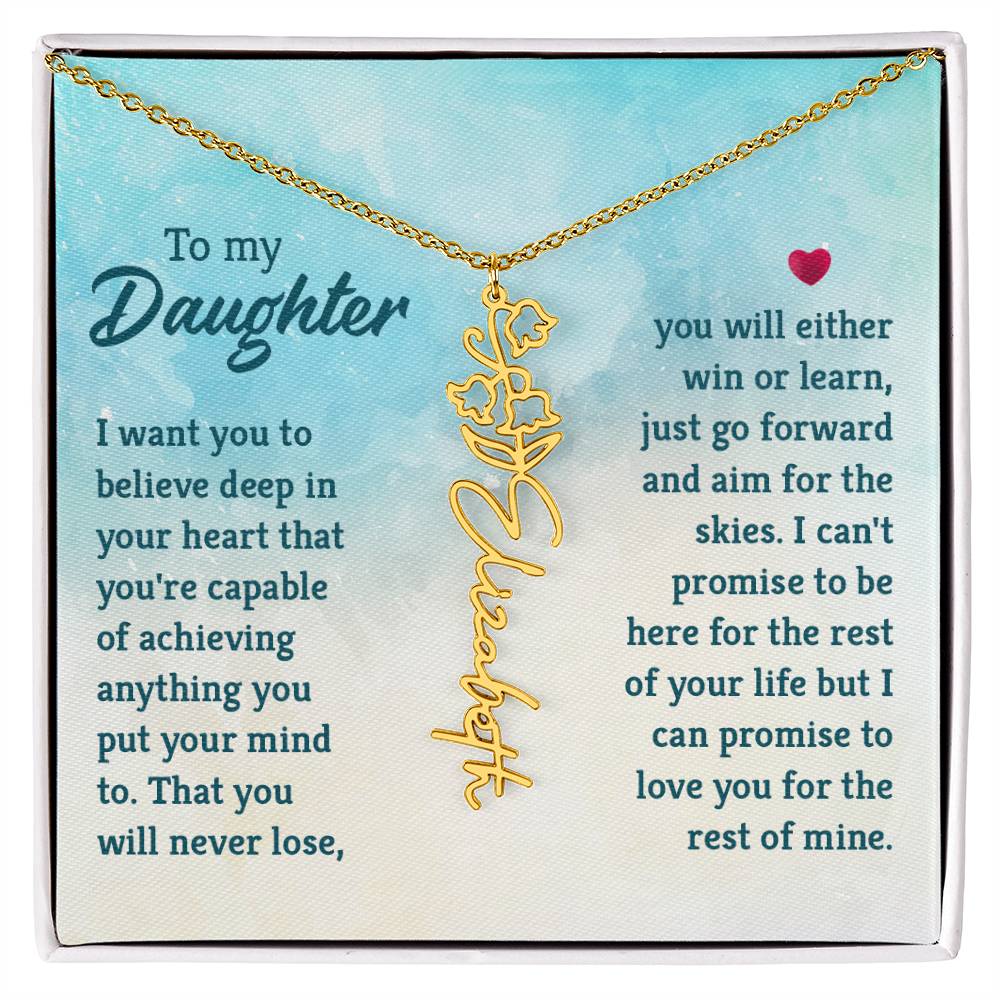To My Daughter Aim for the Skies Flower Name Necklace