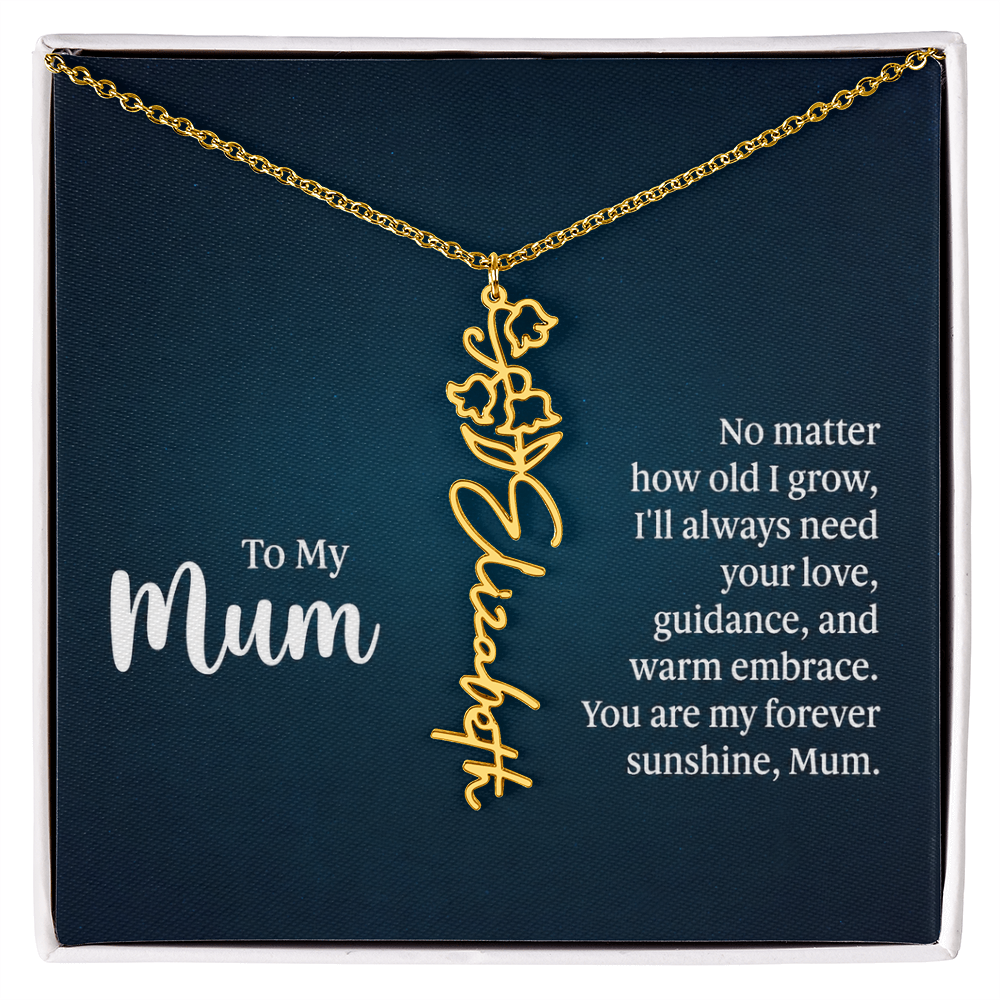 To My Mum Forever Sunshine Flower Name Necklace