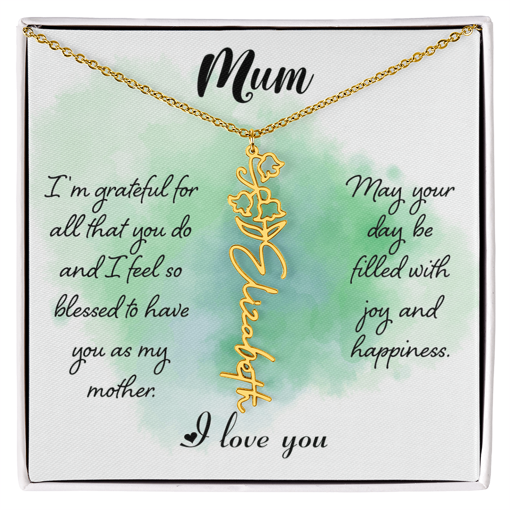 Mum Grateful for All You Do Flower Name Necklace