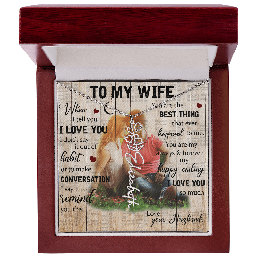 To My Wife Flower Name Necklace