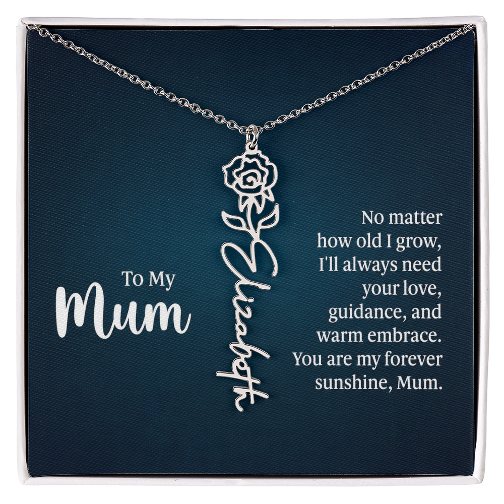 To My Mum Forever Sunshine Flower Name Necklace