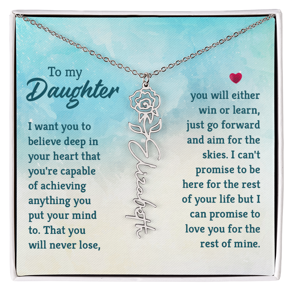 To My Daughter Aim for the Skies Flower Name Necklace