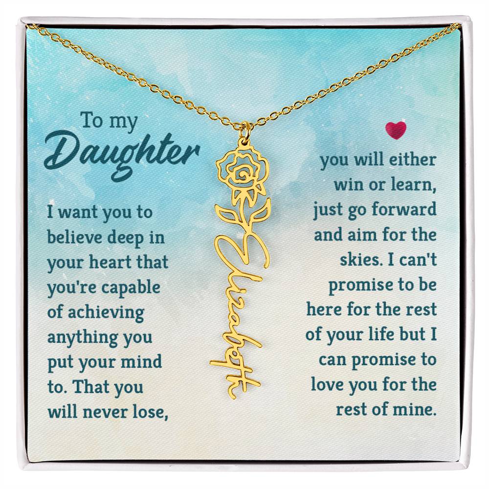 To My Daughter Aim for the Skies Flower Name Necklace