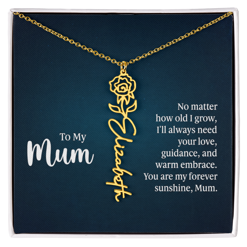 To My Mum Forever Sunshine Flower Name Necklace