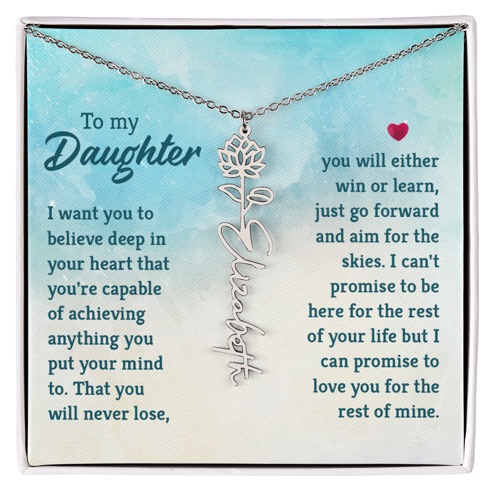 To My Daughter Aim for the Skies Flower Name Necklace