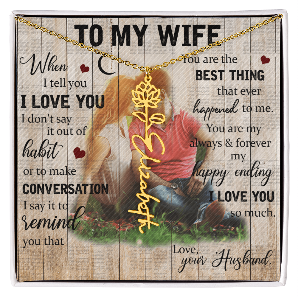 To My Wife Flower Name Necklace