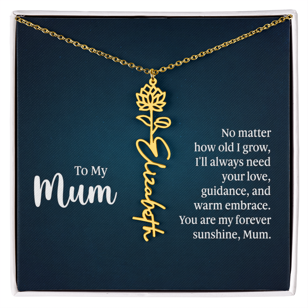To My Mum Forever Sunshine Flower Name Necklace