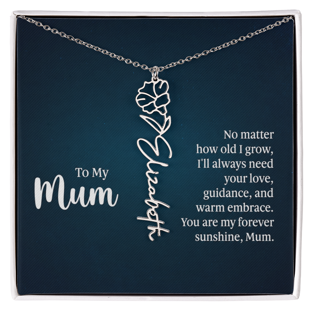 To My Mum Forever Sunshine Flower Name Necklace