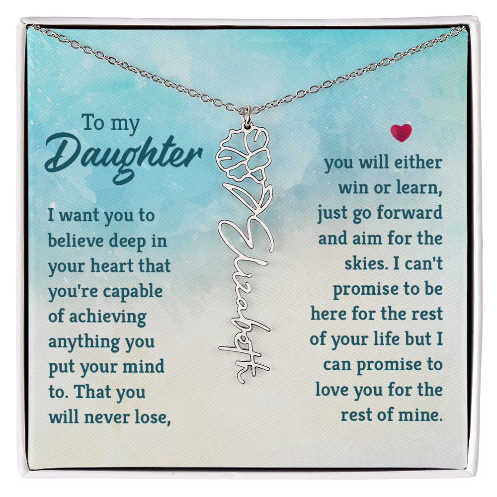 To My Daughter Aim for the Skies Flower Name Necklace