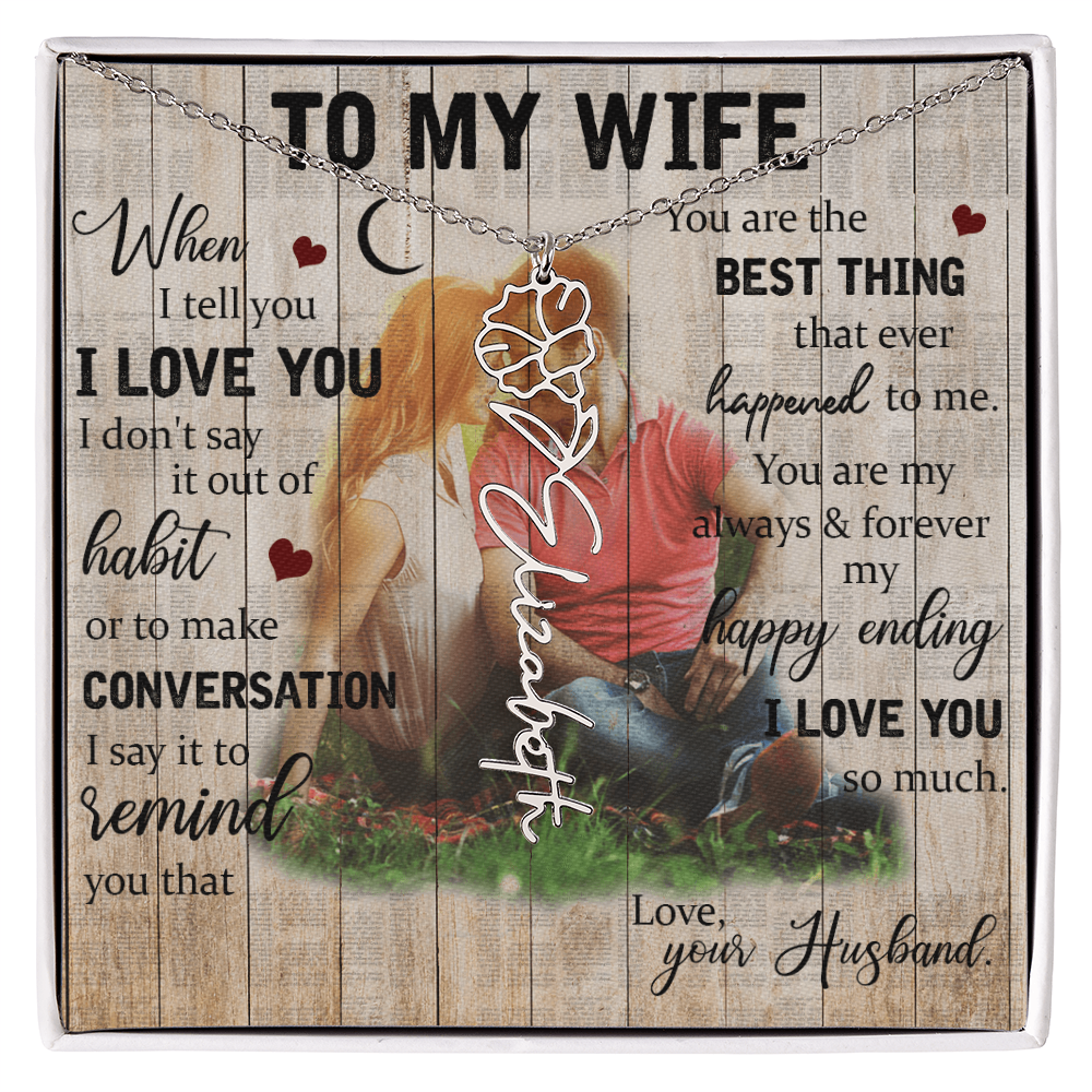 To My Wife Flower Name Necklace