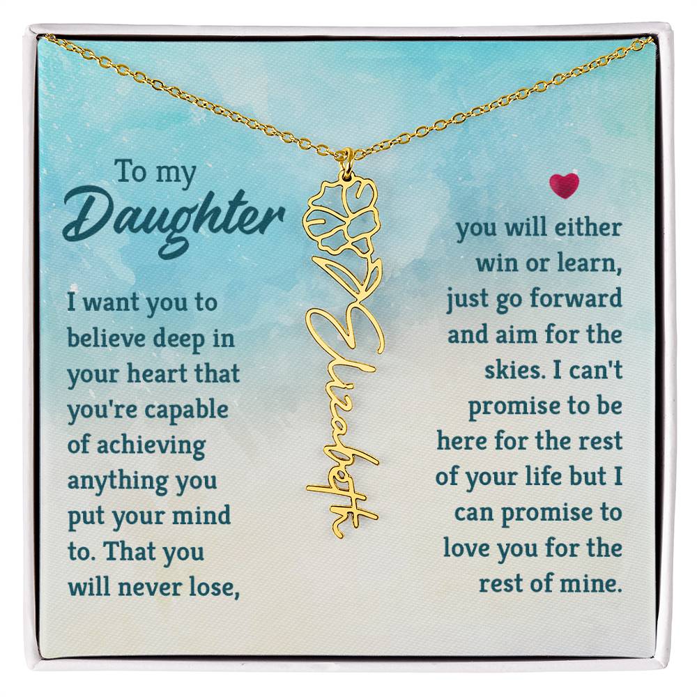 To My Daughter Aim for the Skies Flower Name Necklace