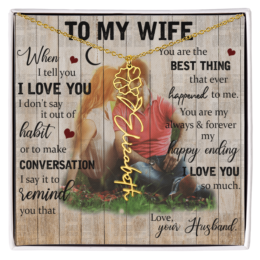 To My Wife Flower Name Necklace