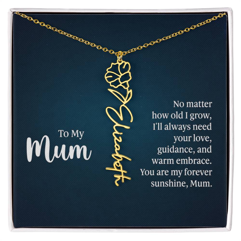To My Mum Forever Sunshine Flower Name Necklace