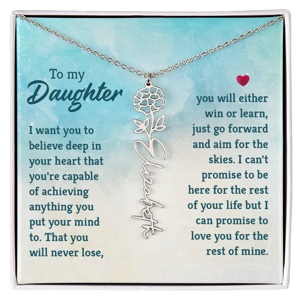 To My Daughter Aim for the Skies Flower Name Necklace