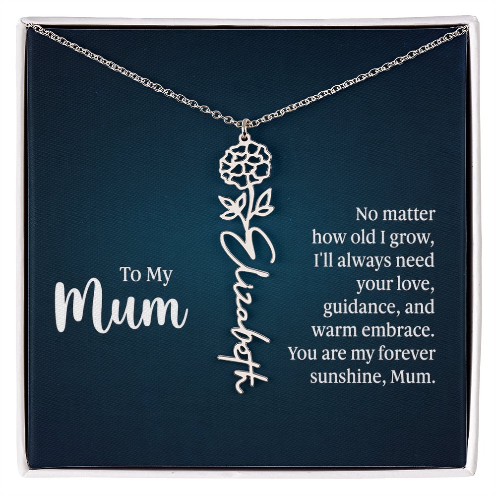 To My Mum Forever Sunshine Flower Name Necklace