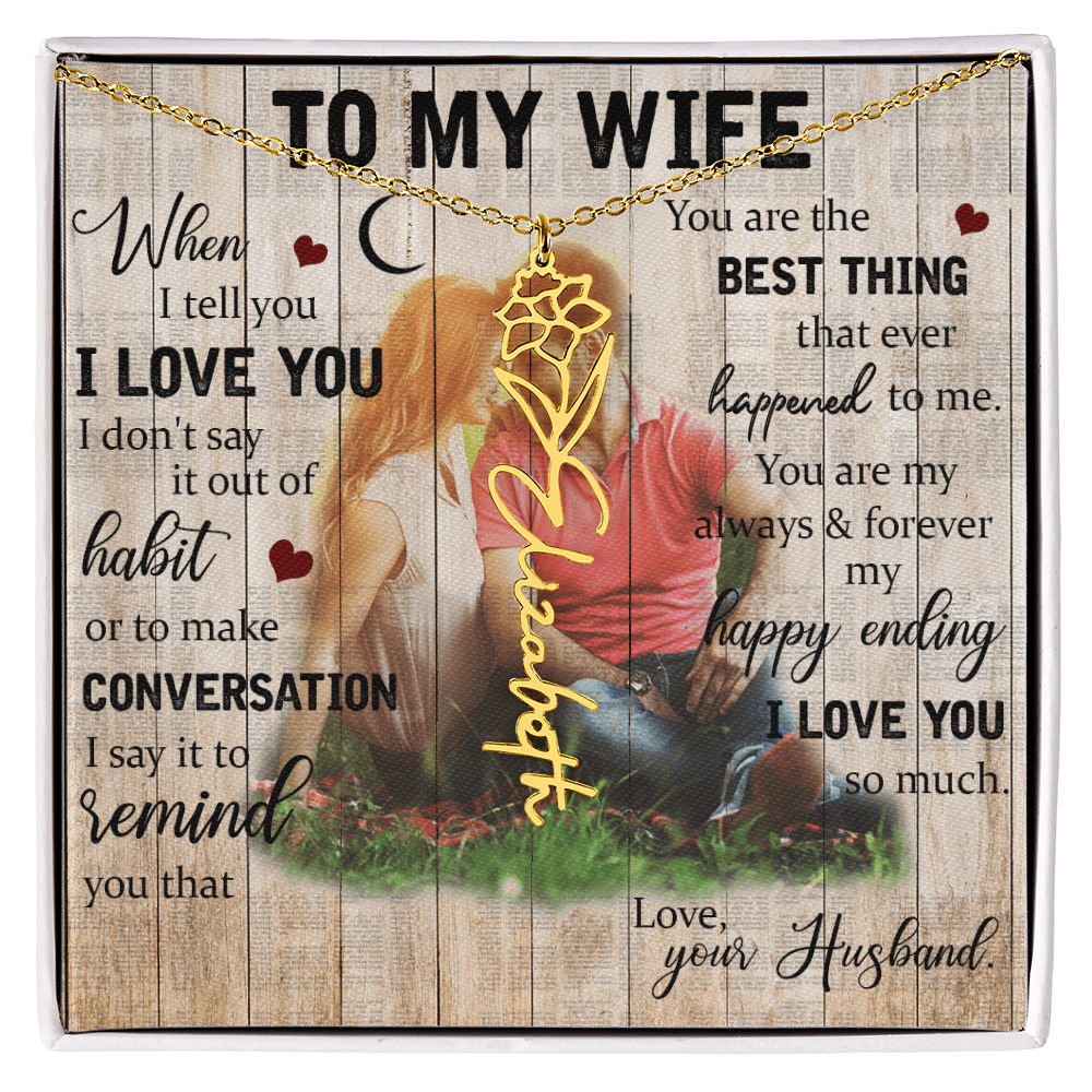 To My Wife Flower Name Necklace