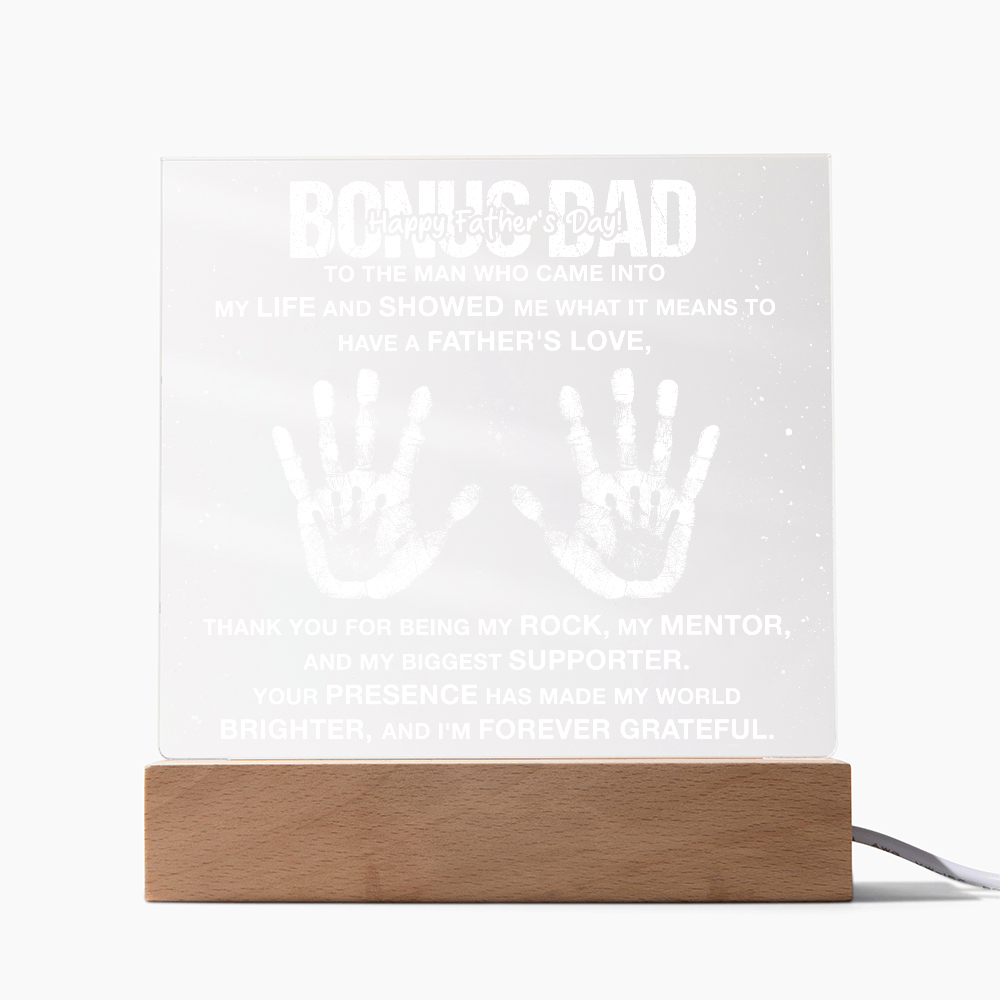 Bonus Dad My Rock and Mentor Father's Day Acrylic Square Plaque