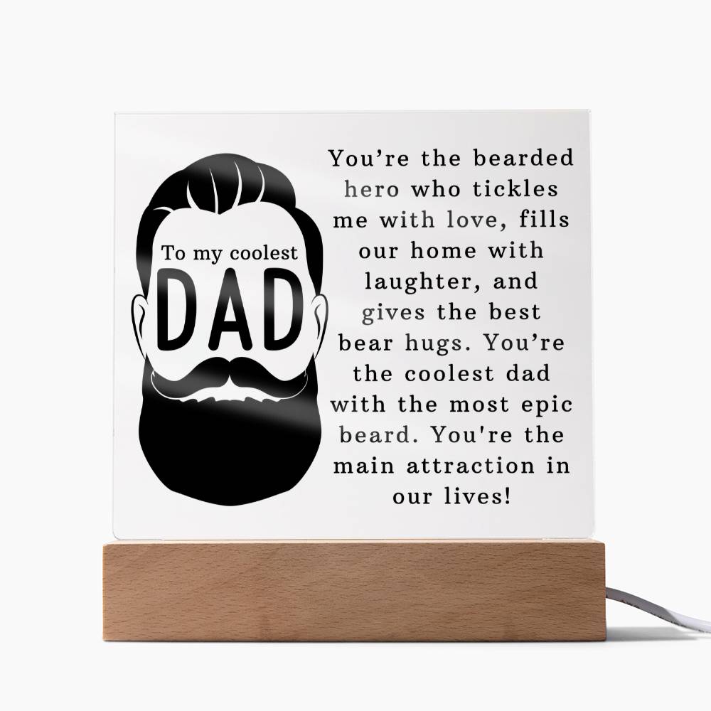 Coolest Bearded Dad Ever Acrylic Square Plaque