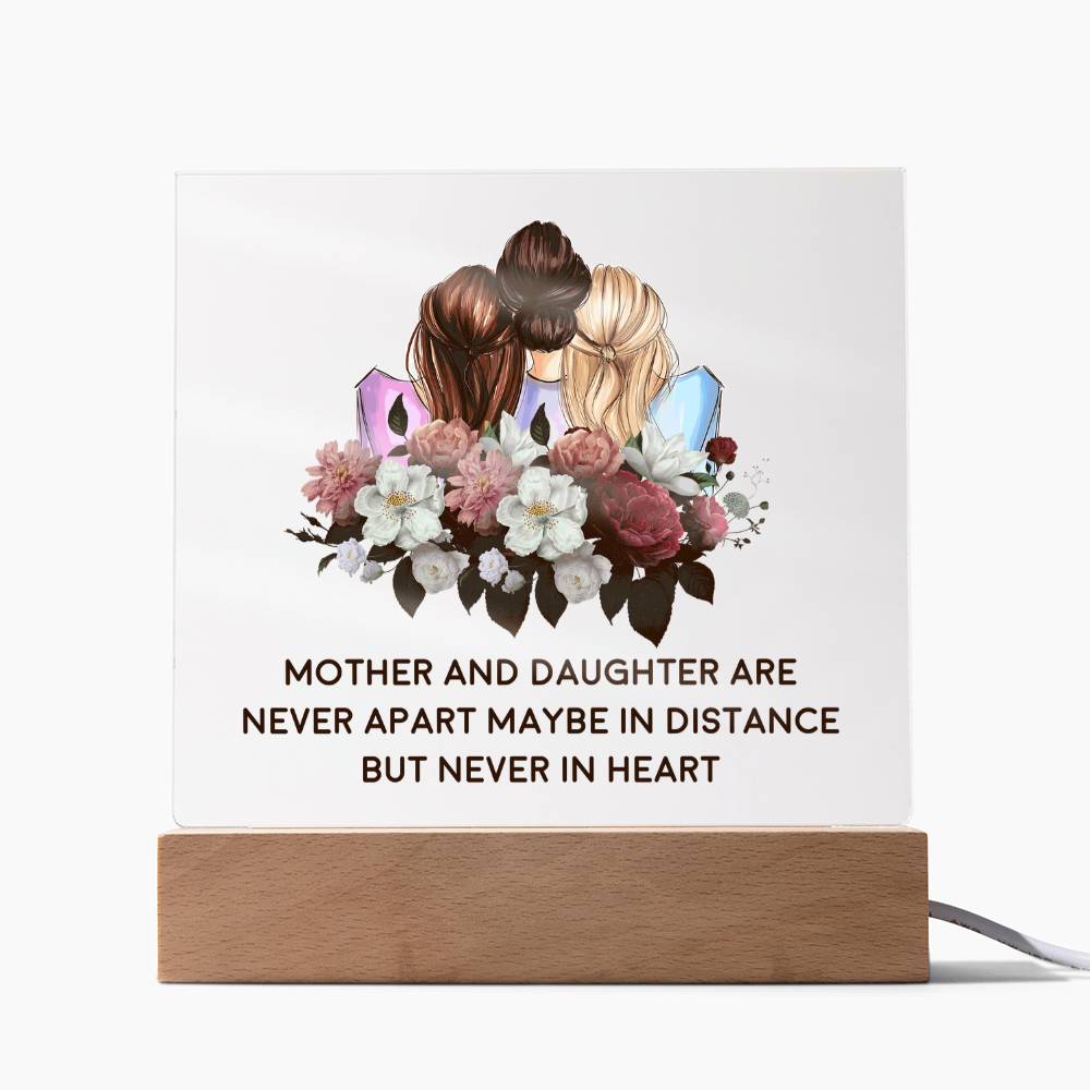 Mother and Daughter Never Apart Floral Acrylic Square Plaque