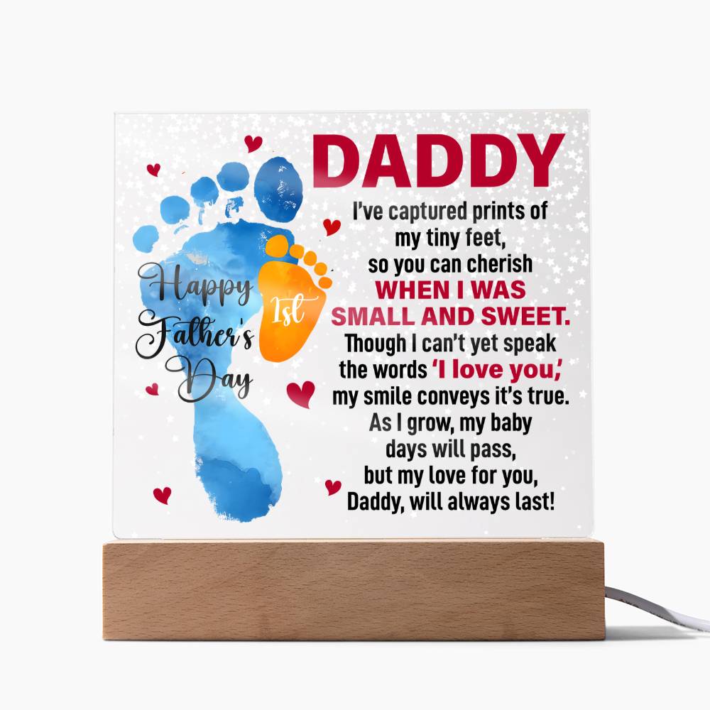 Daddy Tiny Feet Happy Father's Day Acrylic Square Plaque
