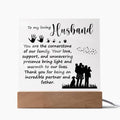 Loving Husband Cornerstone of Our Family Acrylic Square Plaque