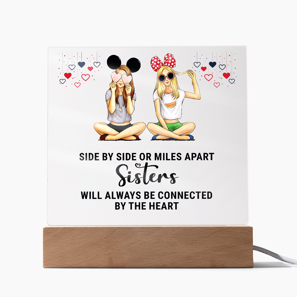 Sisters Side by Side or Miles Apart Acrylic Square Plaque