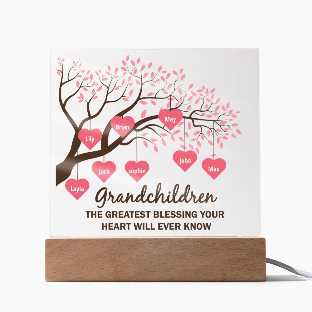 Grandchildren Greatest Blessing Personalised Acrylic Square Plaque
