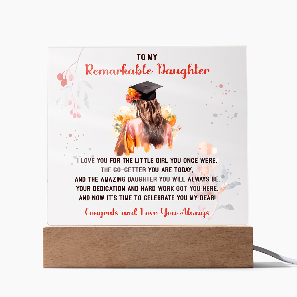 Remarkable Daughter Graduation Congratulations Acrylic Square Plaque