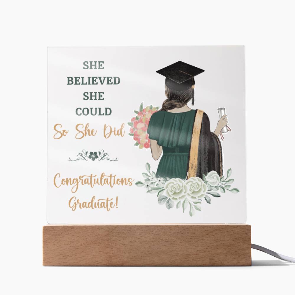 She Believed She Could Graduation Acrylic Square Plaque